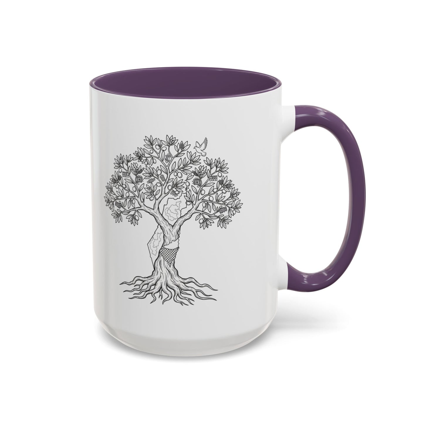 Tree of Life Accent Coffee Mug – Black Handle 11/15oz
