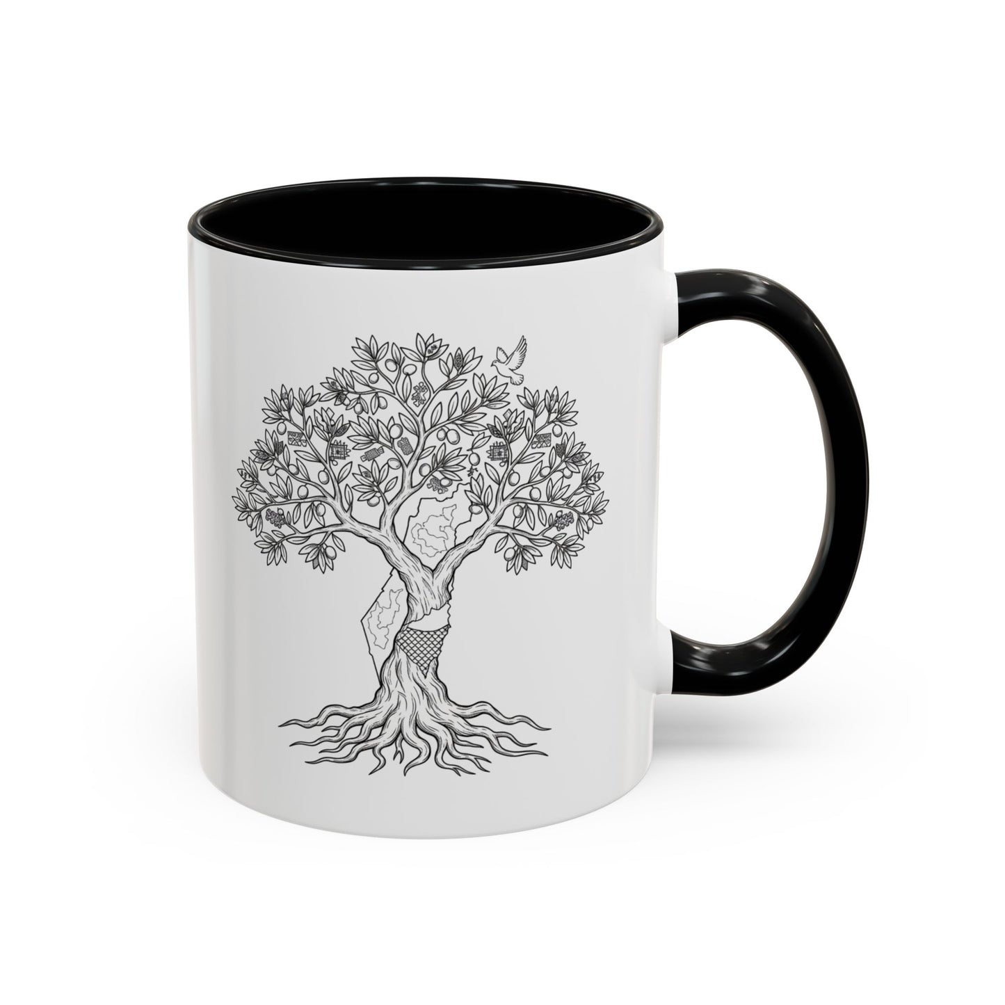 Tree of Life Accent Coffee Mug – Black Handle 11/15oz