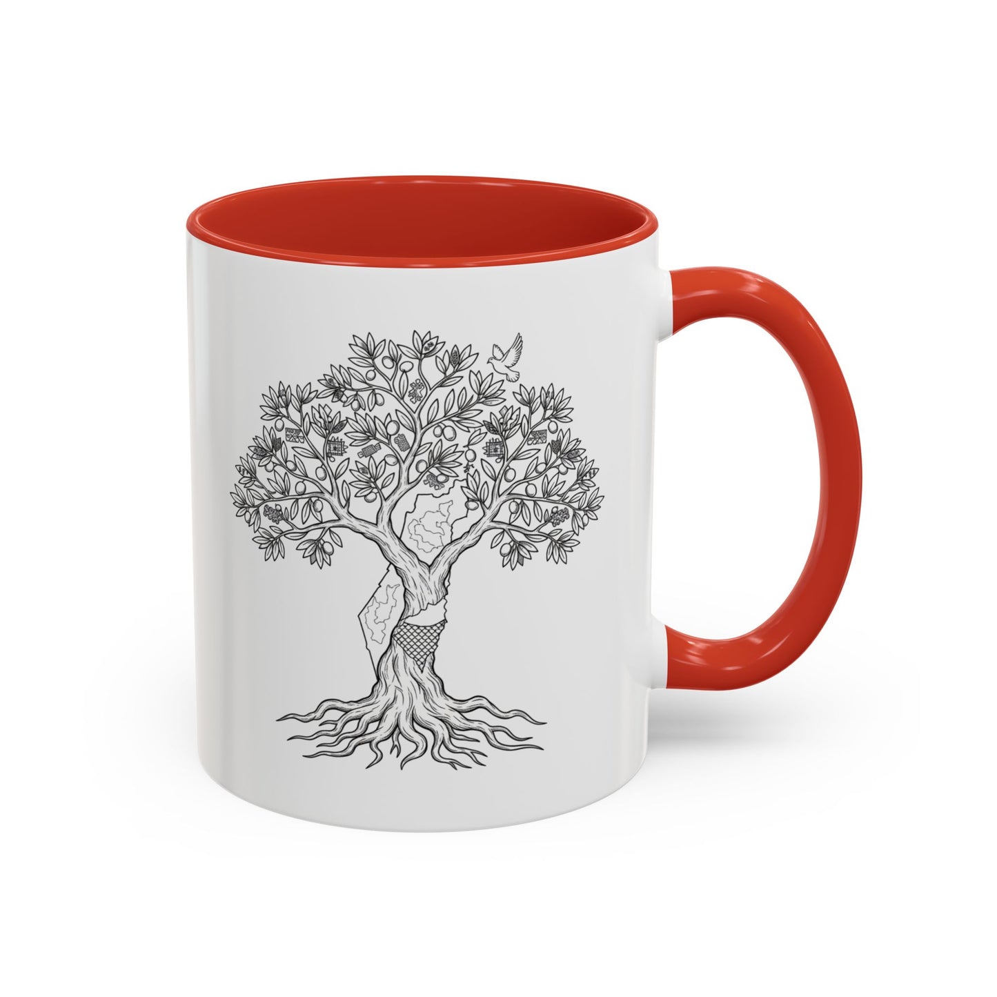 Tree of Life Accent Coffee Mug – Black Handle 11/15oz