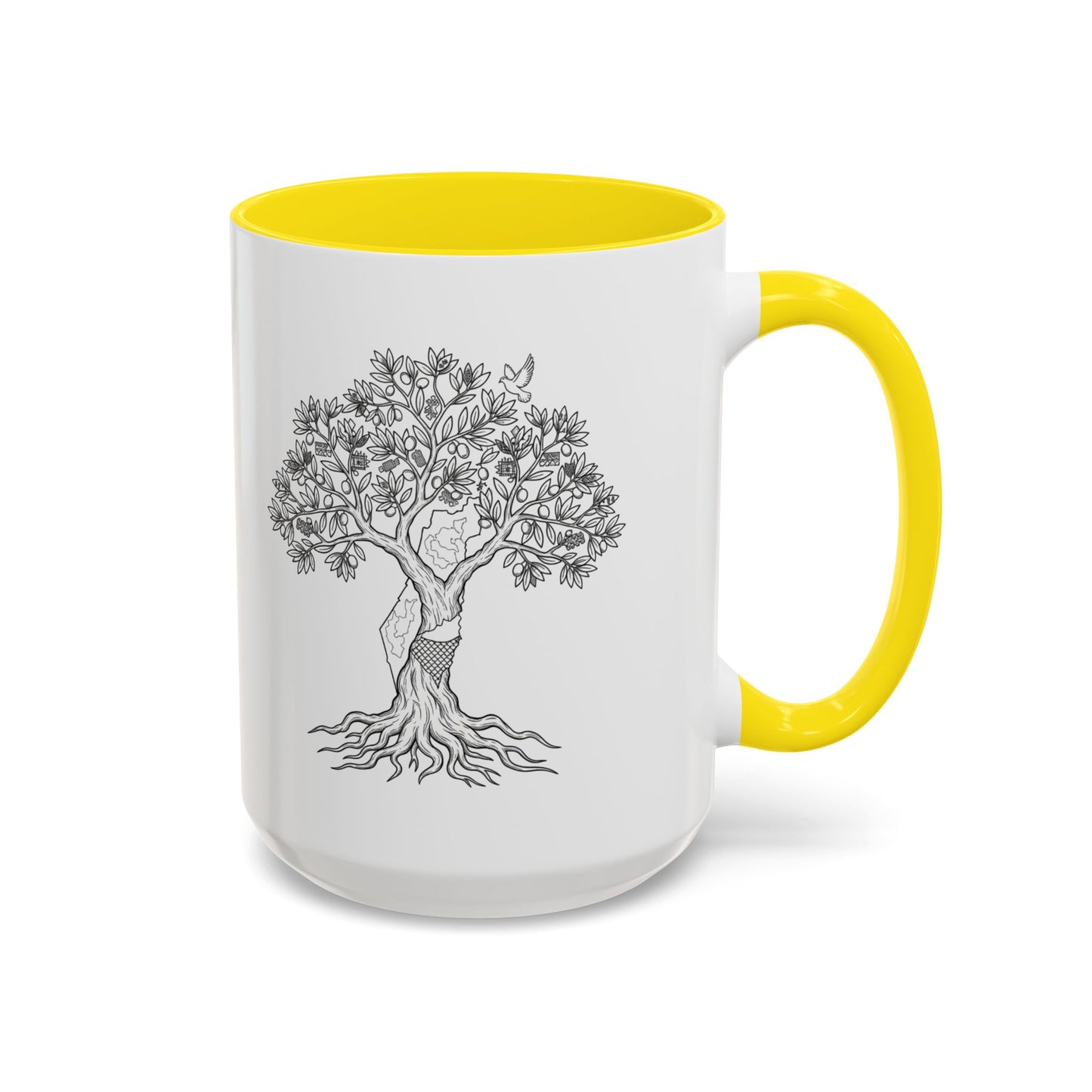 Tree of Life Accent Coffee Mug – Black Handle 11/15oz