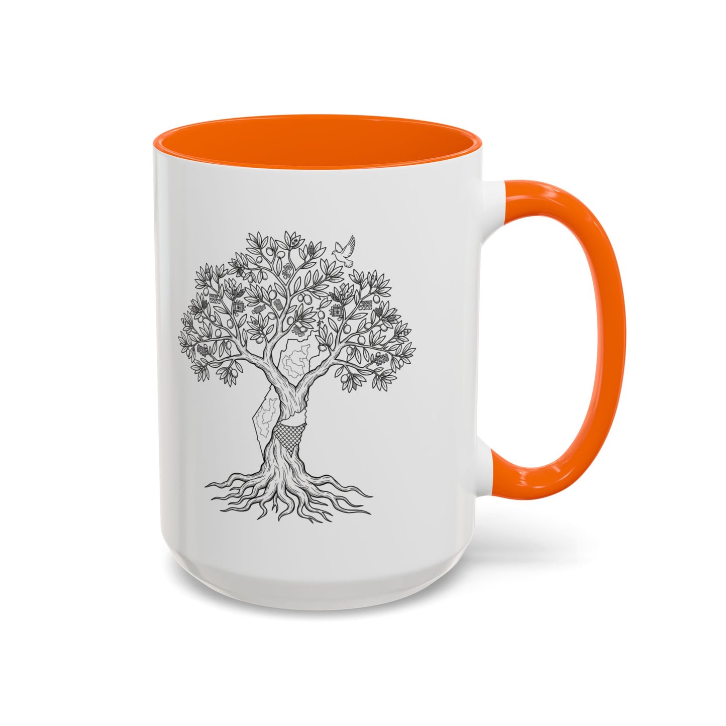 Tree of Life Accent Coffee Mug – Black Handle 11/15oz