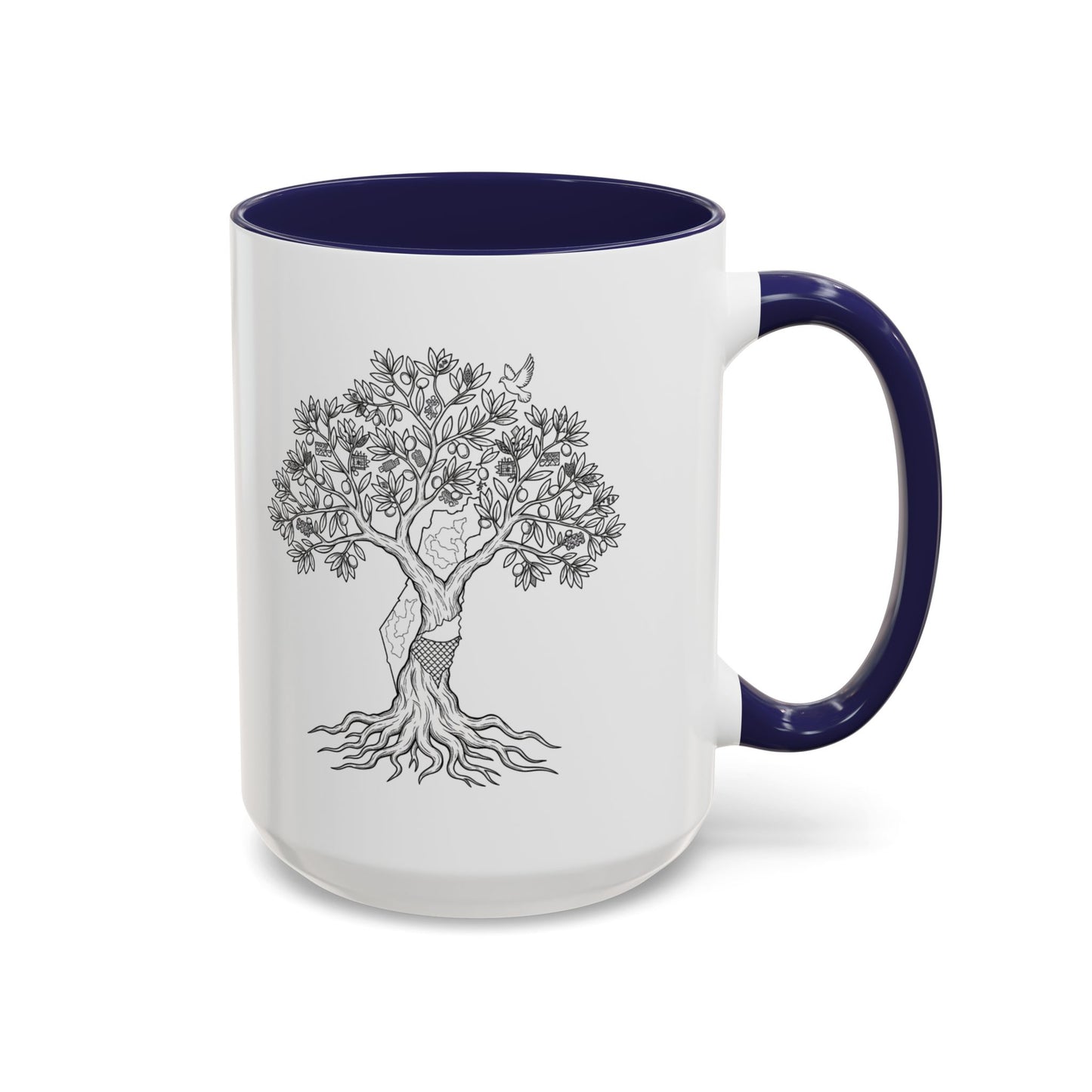 Tree of Life Accent Coffee Mug – Black Handle 11/15oz