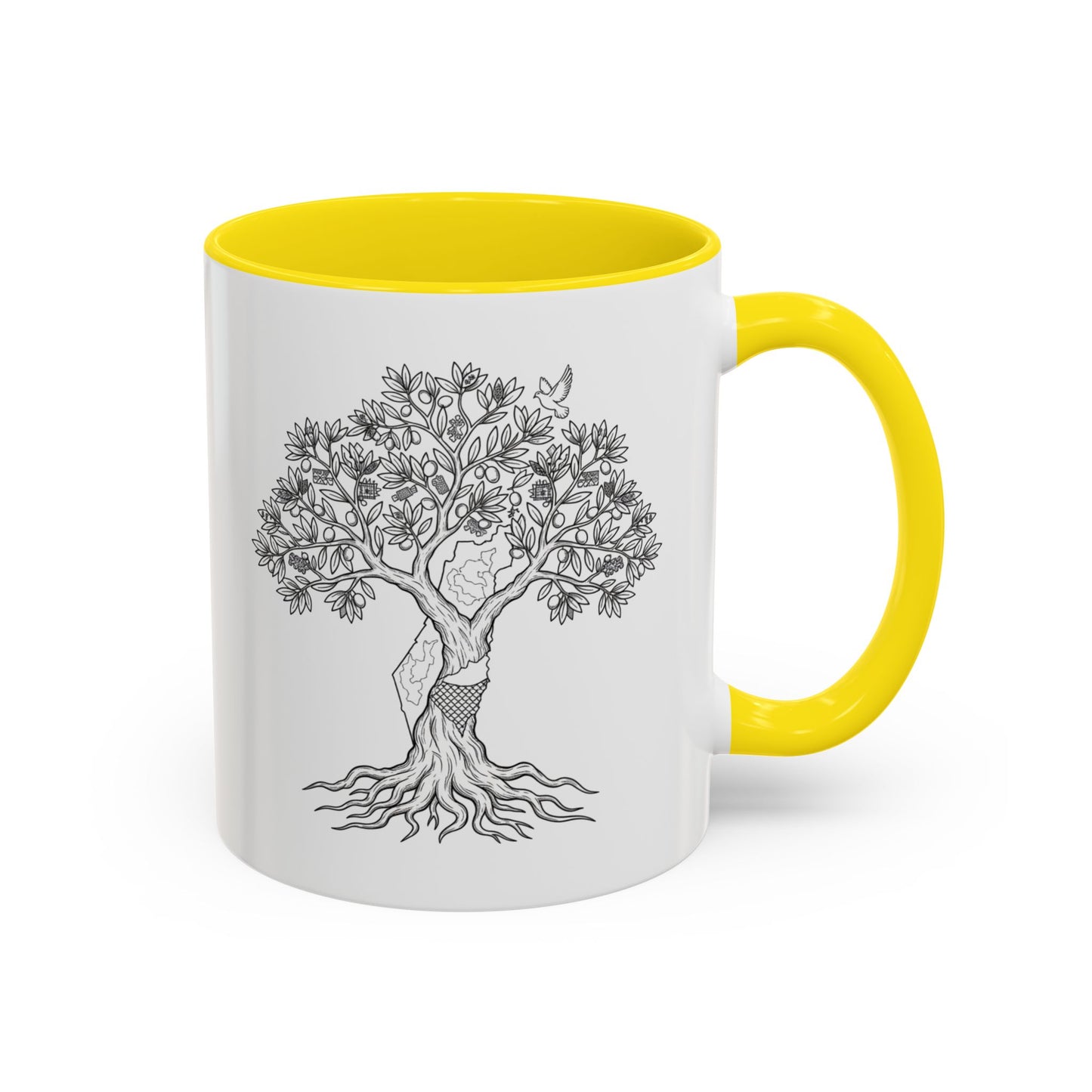 Tree of Life Accent Coffee Mug – Black Handle 11/15oz
