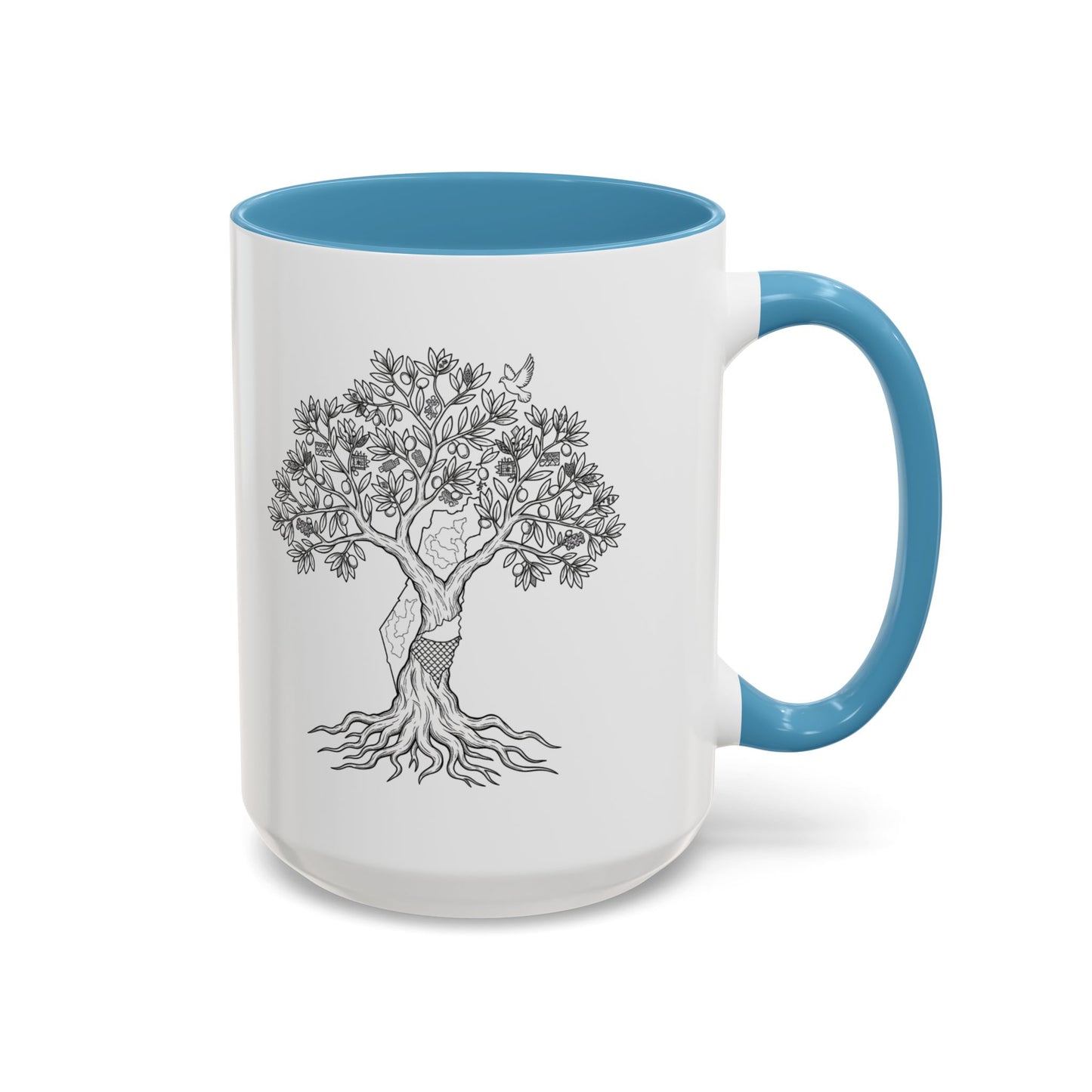 Tree of Life Accent Coffee Mug – Black Handle 11/15oz
