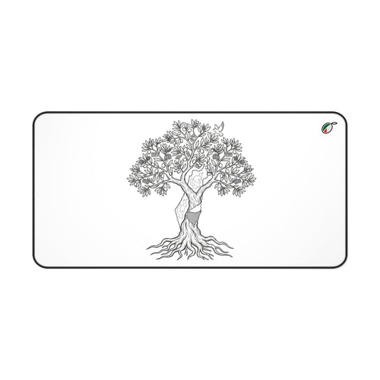 Tree of Life Desk Mat — Minimal Black & White Office Mouse Pad