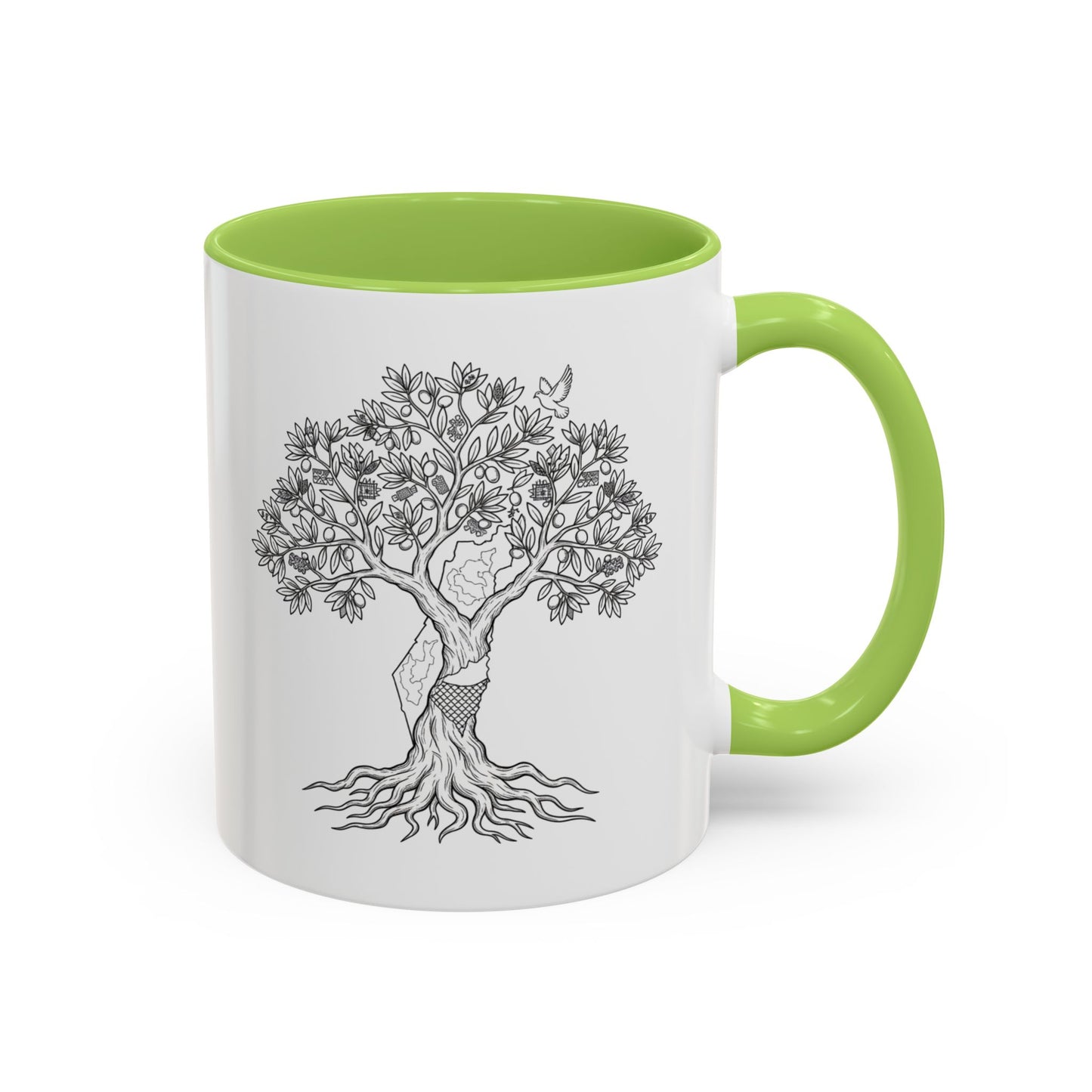 Tree of Life Accent Coffee Mug – Black Handle 11/15oz