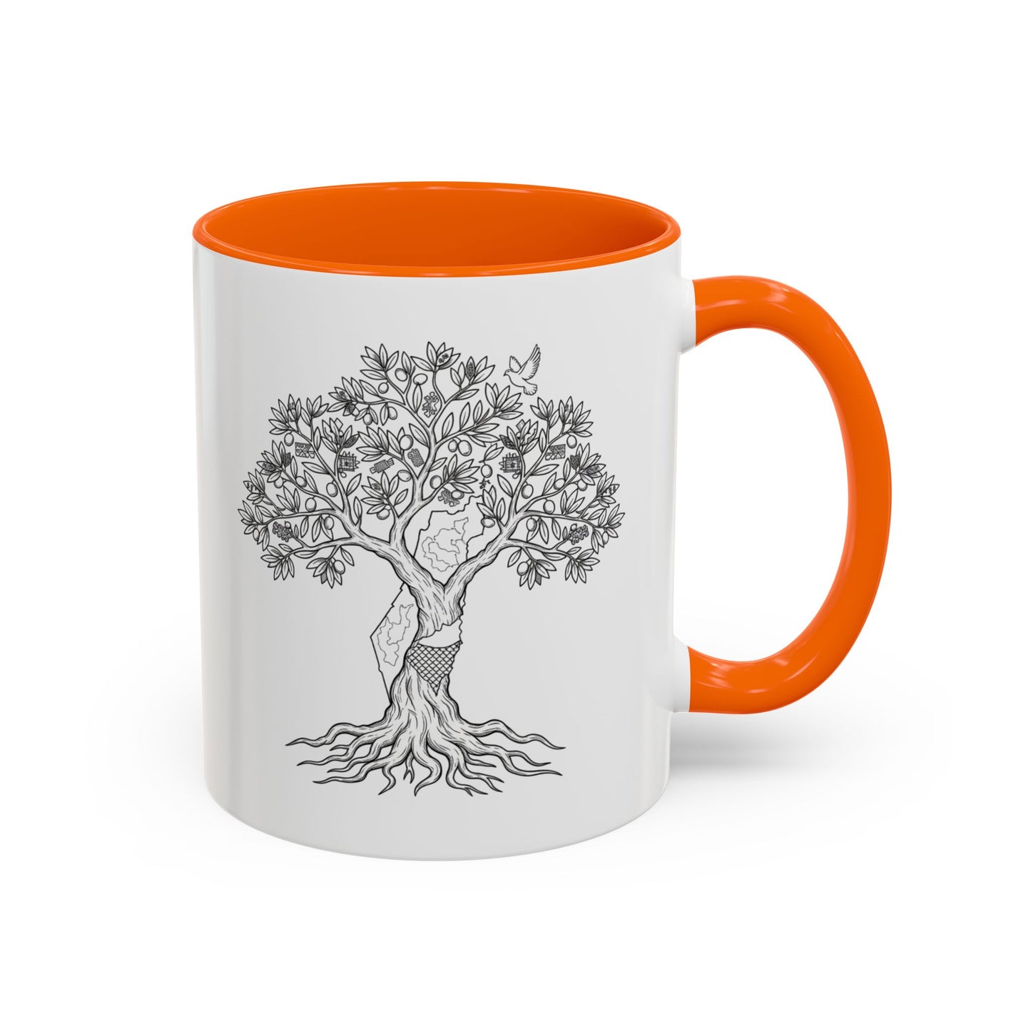 Tree of Life Accent Coffee Mug – Black Handle 11/15oz