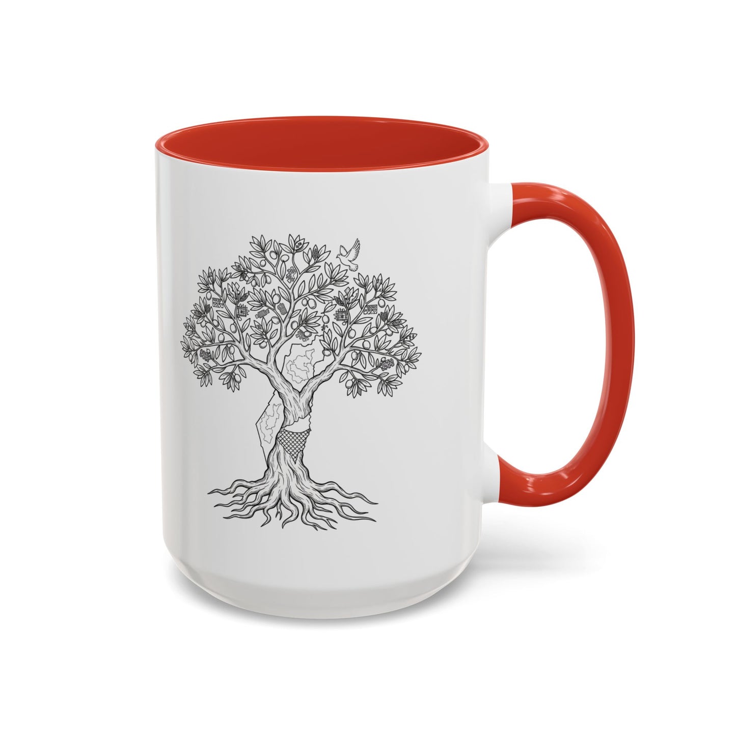 Tree of Life Accent Coffee Mug – Black Handle 11/15oz