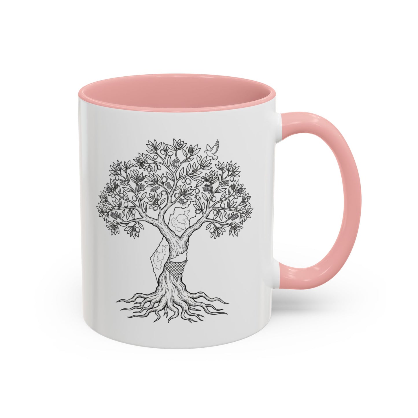 Tree of Life Accent Coffee Mug – Black Handle 11/15oz