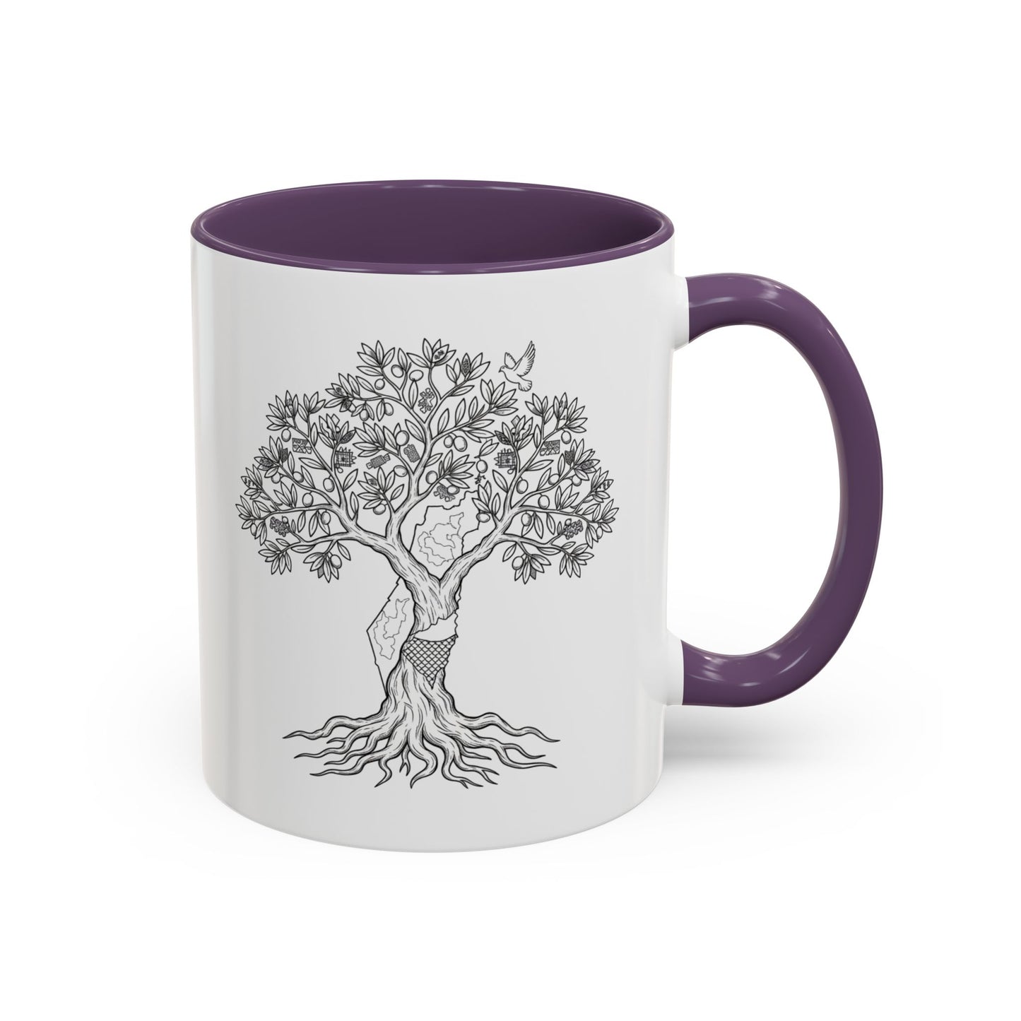 Tree of Life Accent Coffee Mug – Black Handle 11/15oz