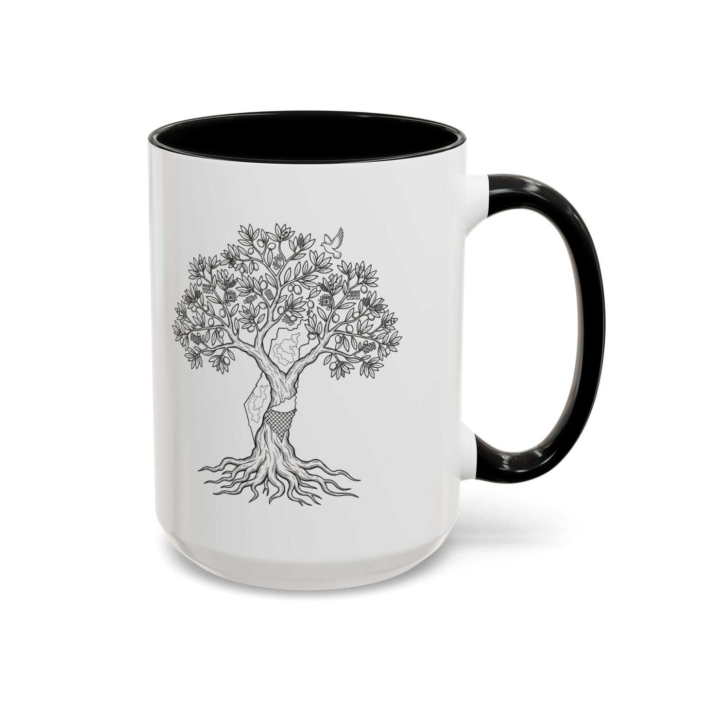 Tree of Life Accent Coffee Mug – Black Handle 11/15oz
